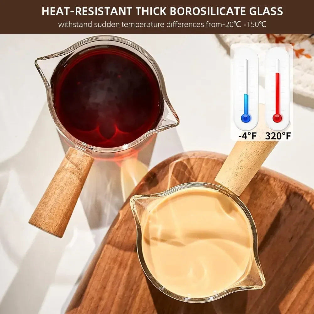 Wood Handle Glass Measuring Cup